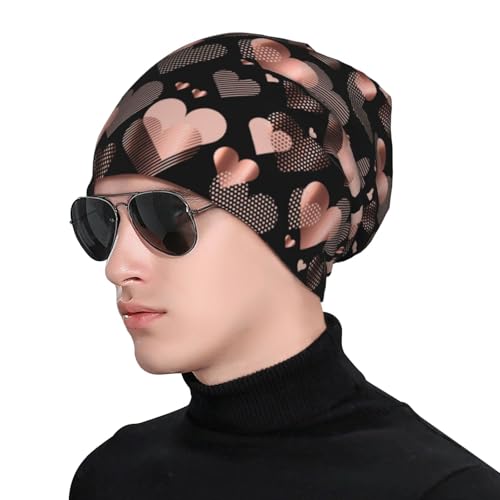 Valentines Day Beanie Chemo Hats for Women Men Hearts Slouchy Cancer Headwear Stretchy Skull Cap Soft Knitted Hat Nightcap Chemo Gifts — view 5