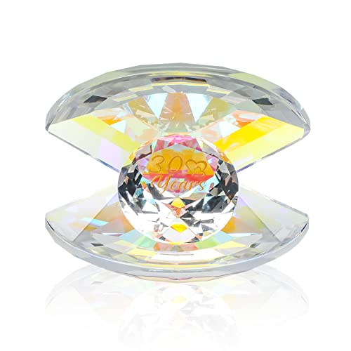 Movdyka Crystal Shell Pearl Ornaments 30th Wedding Anniversary Romantic Gifts Couples 30 Years of Love Anniversary Presents for Parents, Her 30 Years of Marriage Glass Keepsake