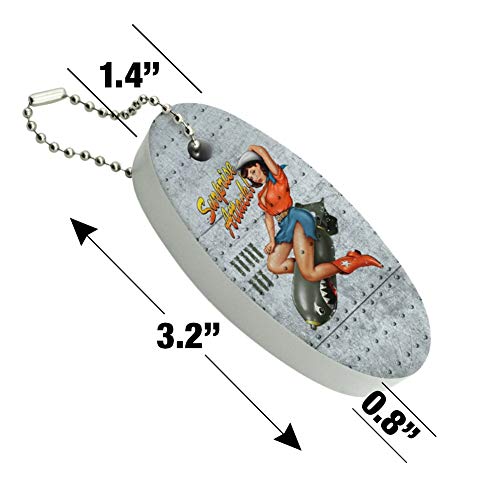 Graphics & More Surprise Attack Pin Up Girl Missile Floating Keychain Oval Foam Fishing Boat Buoy Key Float #TOP3