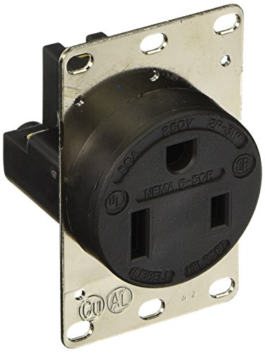 Hubbell Wiring Device-Kellems Receptacle,Single,50A,6-50R,250V,Black #TOP19