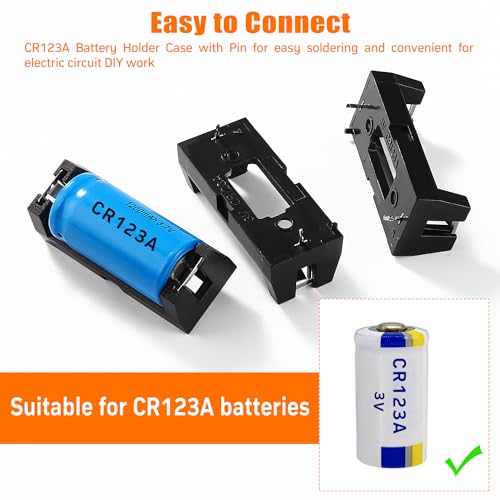 KUOQIY 10 Stücke CR123A CR123 Batteriehalter, CR123A Batteriehalter mit Pin, CR123A Batteriehalter Federclip Gehäuse, mit 2 Stücke Batteriebox aus Kunststoff und Schrauben