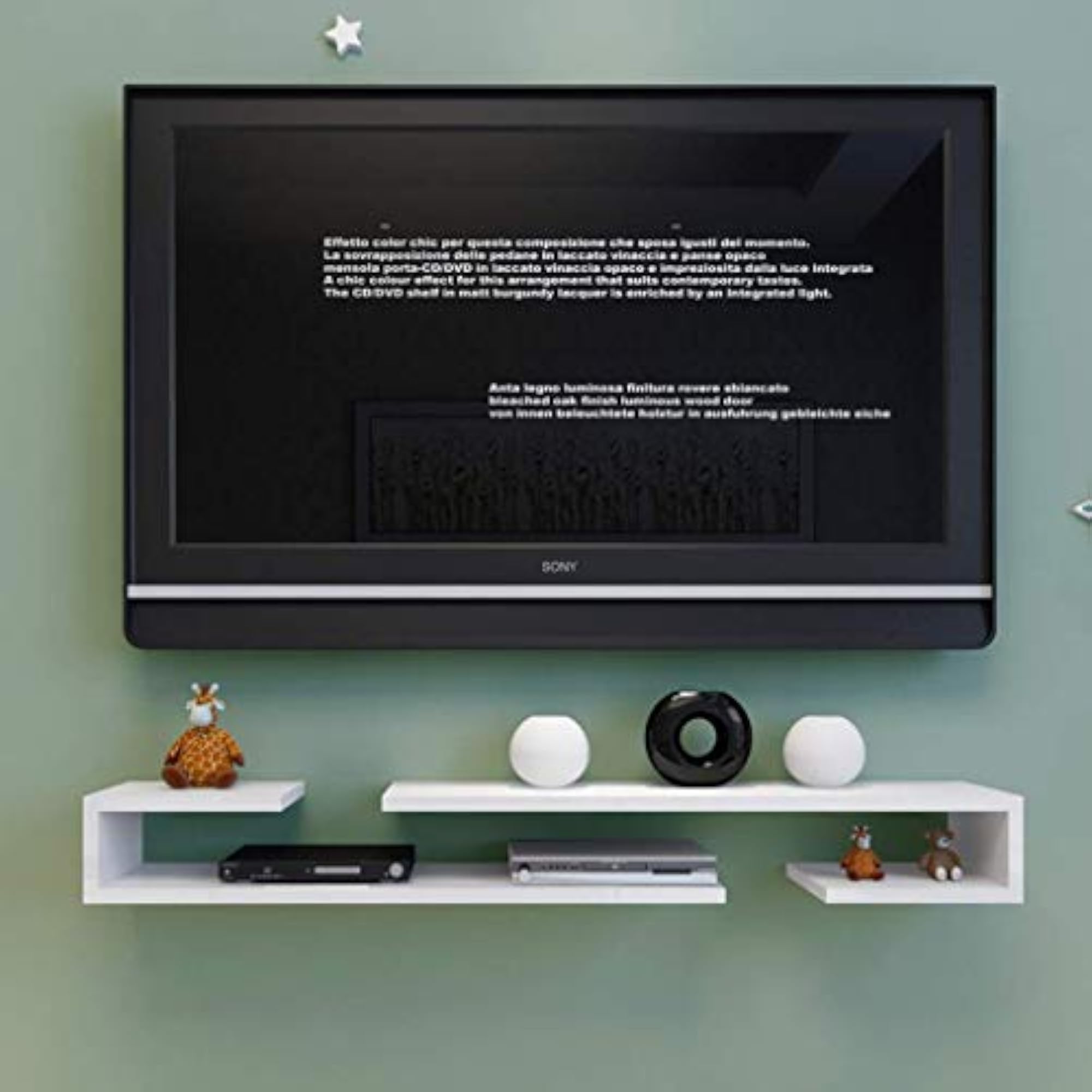 Ash White Particle Board Wall Mounted TV Entertainment Unit