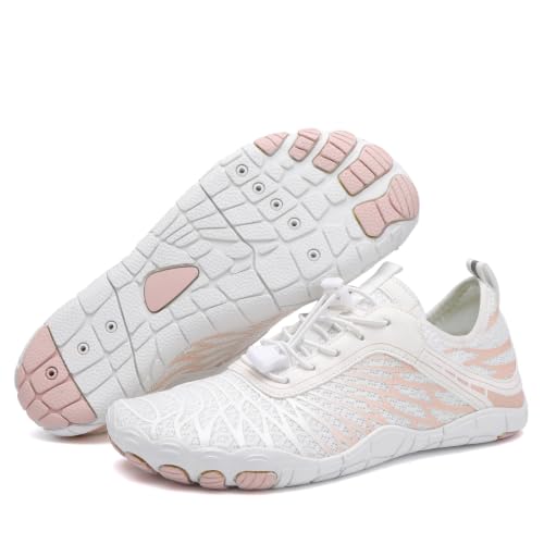 AFWIE Barefoot Shoes Men Women Workout Cross-Trainer Walking，Wide White