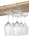 Bafvt Wine Glass Holder - 2 Rows Stemware Rack Under Cabinet - 304 Stainless Steel Hanger Storage Sh