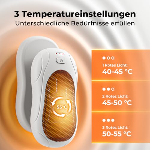 VOSFEEL Elektrischer Handwärmer 2er-Pack, Handwärmer Magnetische Tragbare 6000mAh, 3 Einstellbaren Heizmodi USB Wiederaufladbar… – Ansicht 4