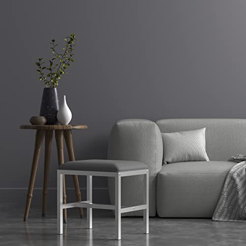 Vanity Bench Vanity Stool Chair For Bathroom Makeup Vanity Chair For Vanity Makeup Room Small Tall Silver White Metal Vanity Chair Bench Seat For Women Gray Linen And Silver Metal #TOP1