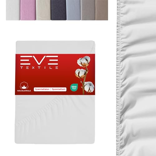 EVE Textile® Spannbettlaken 1er Set 160x200 cm Weiß; Spannbetttuch Bettlaken Spannlaken; Jersey Laken Betttuch für Boxspringbett & Matratze; Waschbar bis 60 Grad; Weich & Allergikerfreundlich