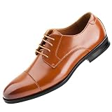 Temeshu Men's Business Dress Shoes Cap Toe Derby Lace Up Oxfords Shoes HH15 Brown1 12