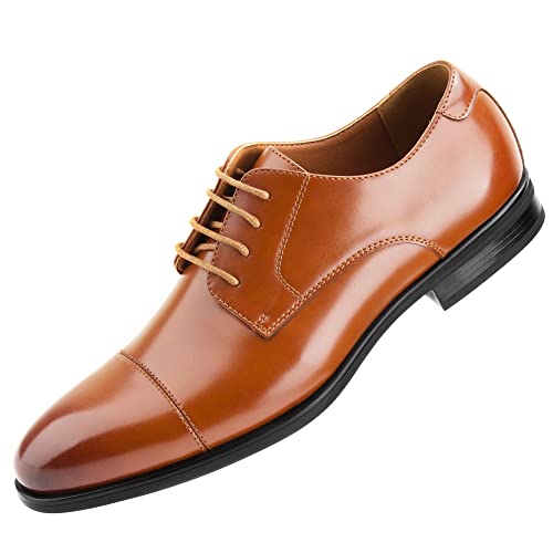 Temeshu Men's Business Dress Shoes Cap Toe Derby Lace Up Oxfords Shoes Hh15 Brown1 12 #TOP20