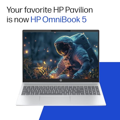 Image of HP Omnibook 5 (Previously Pavilion), AMD Ryzen AI 7 350 (24GB LPDDR5x, 1TB SSD), 2k (1920 x 1200),Touch, Anti-Glare,16'' /40.6cm, Win11, M365* Office24, Silver, 1.79kg, ag1087au, BL, Next Gen AI Laptop