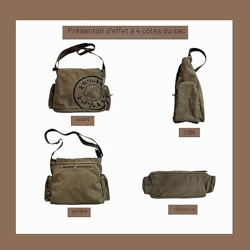 Mayhug Sac à bandoulière en toile, sac à bandoulière pour homme, sac à bandoulière pour homme, grande capacité, sac décontracté, jaune – vue 3