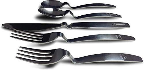 Go Touchless! Flatware Stainless Steel Set - Silverware That Doesn't Touch the Table! Stackable, Ergonomic Dinnerware - No-Touch Knife, Fork, Spoon (Set of 40)