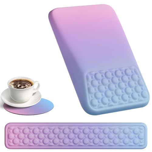 Tapis de souris ergonomique avec support poignet violet pour clavier de bureau