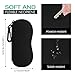 MoKo Eyeglass Soft Case, Zippered Neoprene Sunglasses Pouch with Clip for Men Women - Black