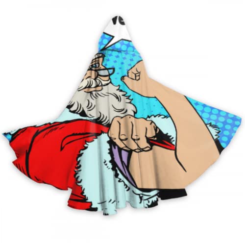 Divertido lindo cómic Papá Noel adulto capa patrón capa capucha para hombres 59 pulgadas para Navidad Halloween Cosplay disfraces