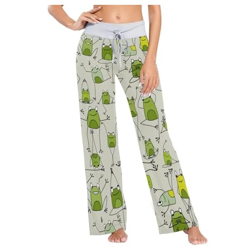 vvfelixl Women's Pajama Pants Funny Frogs Sleepwear Lounge Pajama Bottoms Green S