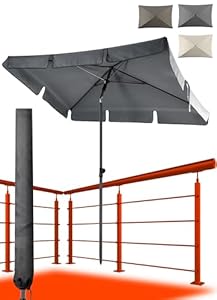 4smile Sonnenschirm Balkon in Anthrazit - Sonnenschirm rechteckig 200x125cm mit UV50+ Sonnenschutz | Balkon Schirm knickbar höhenverstellbar | Robuster Balkonschirm für optimalen Schatten