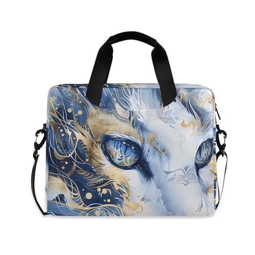Maletín portátil estilo étnico boho azul y blanco, 13-15.6 pulg miniatura 1