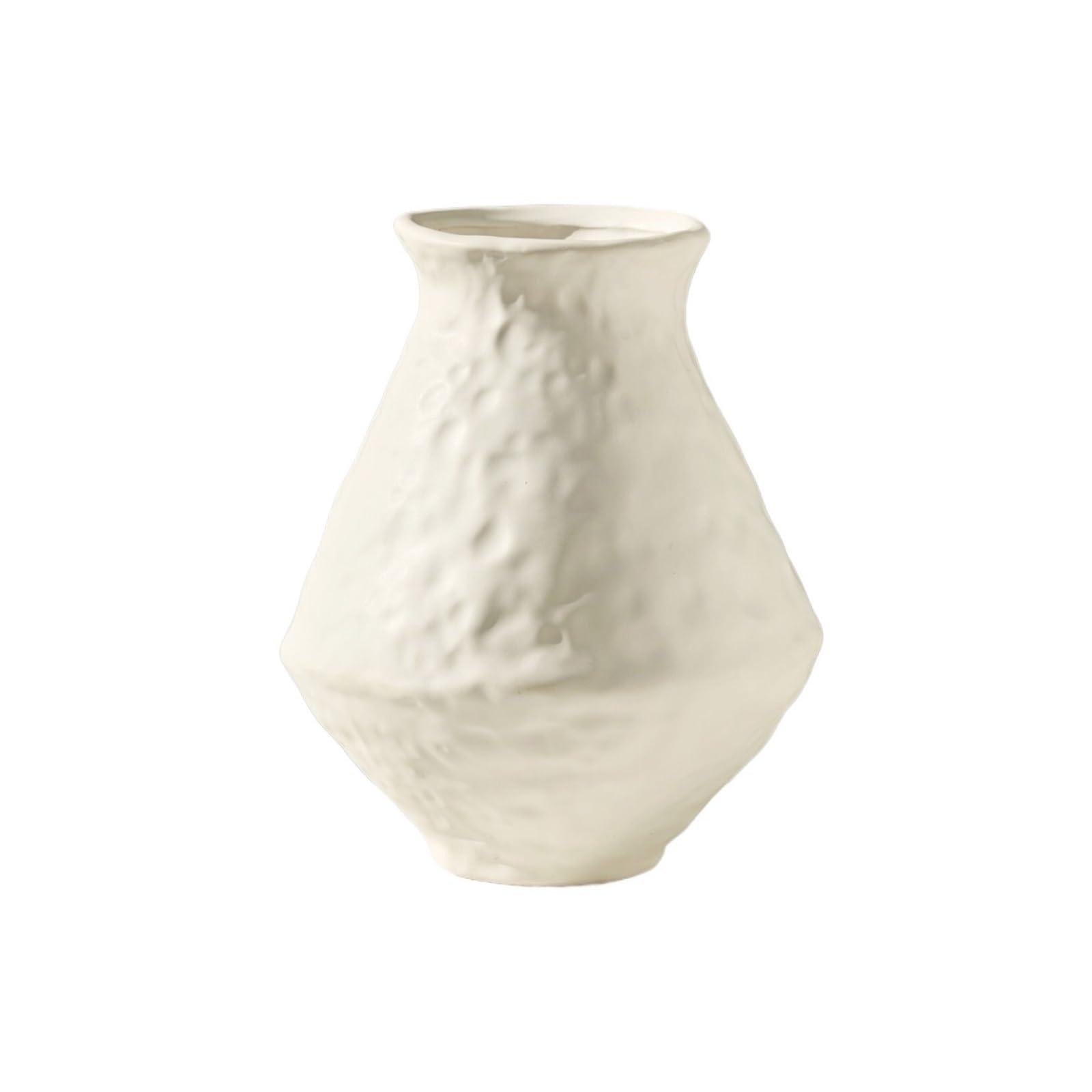 Decorative Vases Simple Ceramic Vase with Irregular Shape Creative Flower Arrangement Living Room Decoration Ornament Rustic(White)