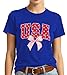 4th of July USA Shirt Women-Patriotic Bow Shirts USA 250th Anniversary T-Shirt Red White and Blue Bow Tee Tops