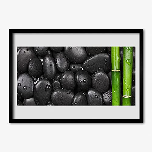 Affiche encadrée 70x50 cm Tulup pour masquer un mur vide avec un cadre en MDF déco spa bambou
