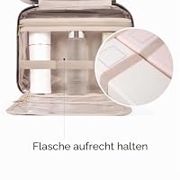 BAGSMART Kulturbeutel kulturtasche Damen, Kulturtasche zum Aufhängen, Toiletry Bag Kosmetiktasche Reise Waschtasche Transparent für Makeup,Toilettenartikel (M-Khakibraun kariert) – Ansicht 4