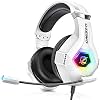 Auriculares Gamer Ozeino para PC, PS4, PS5, Xbox con Sonido Envolvente 7.1, Micrófono con Cancelación de Ruido, Luz LED, Over Ear para Switch, Xbox Series X/S, Laptop, Móvil Blanco 2