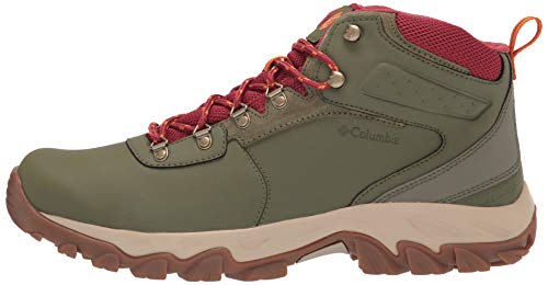 Columbia mens Newton Ridge Plus Ii Waterproof hiking boots, Hiker Green/Marsala Red, 11.5 US