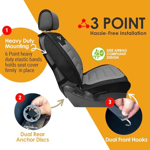 Image of LPI Truck Heavy Duty Premium Truck Seat Covers for Front Seats, For Full-Size Truck SUV, Padded Seat Cover with Bottom Wrap-around, Front Seat Protector; Front & Rear Storage Pockets, Waterproof, 2 pc