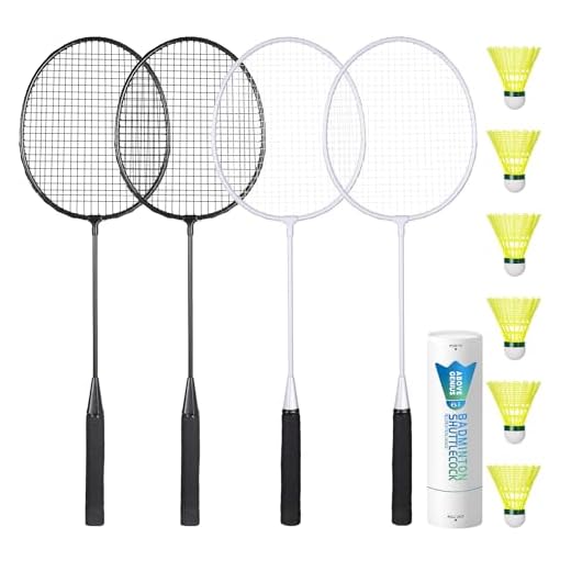 AboveGenius Lightweight Badminton Set, 4 Rackets with 6 Nylon Birdies