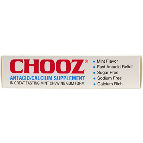 Chooz Calcium Carbonate Antacid Sugar Free Mint Gum, 12 Pieces