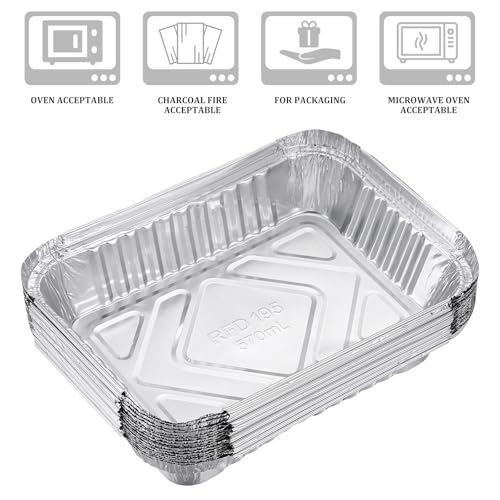 Yardwe 30 Stück Alu Grillschalen Einweg (570ml), Aluminium Tropfschale für Grill, Rechteckige Tropfschalen Backform zum Kochen und Braten, 19,5x14,4x4cm