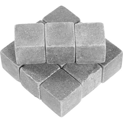 Garneck 12pcs Reusable Whiskey Stones Ice Cubes Grey 2x2x2cm Beverage Cooling Rocks for Whiskey and Wine Drinkers, Marble Cooling Stones for Home Bar and