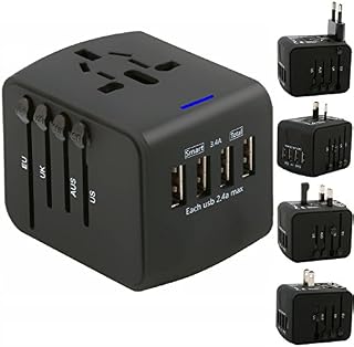 ASKALI Travel Adapter Charger Universal Outlet Converter Euro Electric Power Adapter 4 USB