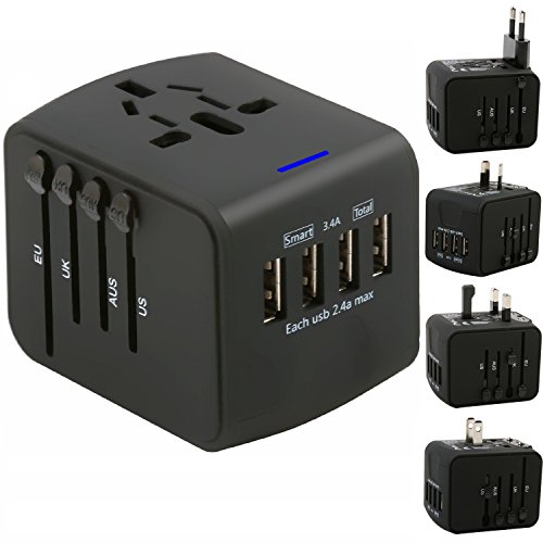 ASKALI Travel Adapter Charger Universal Outlet Converter Euro Electric Power Adapter 4 USB