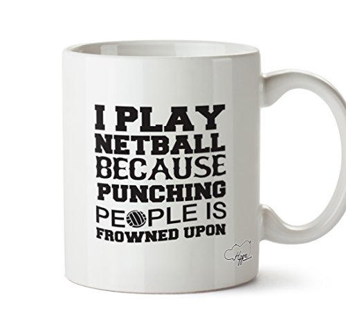 Hippowarehouse I Play Netball Because Punching People is Frowned Upon Printed Mug Cup Ceramic 10oz