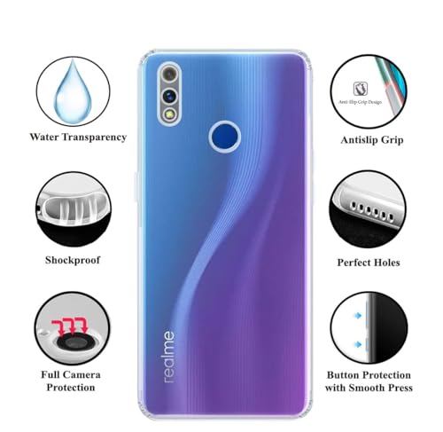 Image of COVERBLACK Rubber Silicone Back Cover for Realme 3 - Transparent