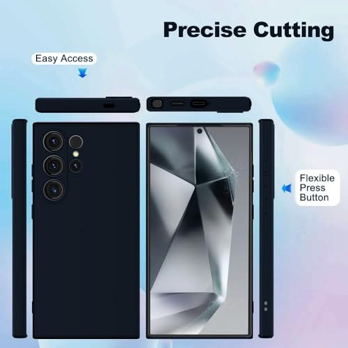 Image of Back Cover for Samsung Galaxy S24 Ultra 5G | Full Camera Protection | Premium Liquid Silicon Case | Flexible Bumper Case for Samsung Galaxy S24 Ultra 5G (Dark Blue)