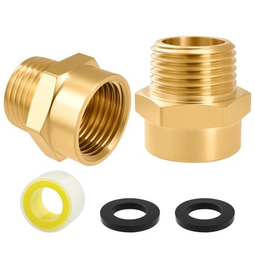 SDTC Tech 1/2 G (BSP) Female to 1/2 NPT Male Adapter, BSP to NPT Threaded Converter Connector, Industrial Metal Brass G Thread to Pipe Fittings Adapter (2 Pack)