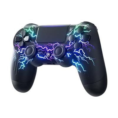 ECHTPower Mando para PS4, Mando Inalámbrico con Luces RGB para PS4/Pro/Slim, Batería de 1000mAH, Doble Vibración, Batería de 1000mAH, Conector de Audio 3.5mm, Agarre Antideslizante, Ergonómico | Ya disponible en tu tienda friki favorita! En mundofriki.es!