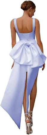 Short Satin Wedding Dresses for Bride Sleeveless Mini Wedding Gown for Women A-line Bridal Dress with Bow