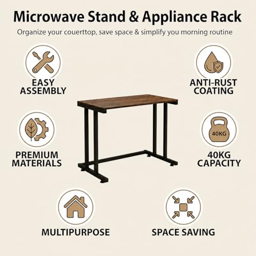 Image of Multi-Purpose Microwave Stand,Kitchen Rack,Oven Rack Counter Shelf,Space Saving Organizer, Two Layers Counter Top Organizer for Printers on Desk, Microwave Shelf Stand (I Section Stand)