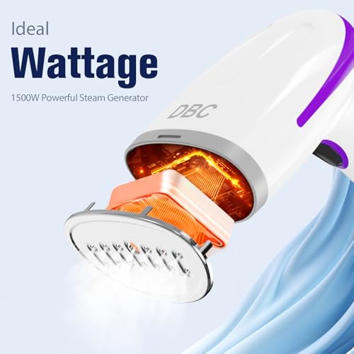 DBC Steamer for Clothes 1500W, 20S Fast Heat-up Portable Handheld Steamer for Clothes, 2 in 1 Fabric Wrinkle Remover with Fabric Brush, 250ml Water Tank, Ideal for Home, Office, Travel, Purple - Thumbnail 3