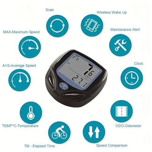 Oblivion Cycle Speedometer 1 Pc – Digital LCD Waterproof Bicycle Odometer with Trip Distance, Current/Max/Average Speed, Timer, Clock, Maintenance Alert, Auto Sleep Mode – Easy Install for All Bikes 3