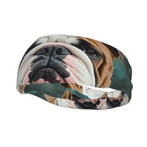 Diademas Deportivas Divertidas con diseño de Bulldog inglés para Hombres y Mujeres, Transpirables, elásticas y Anchas, Antideslizantes, Ideales para la Moda, lavarse la Cara, Entrenar, Practicar Yoga