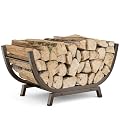 Venkuber Firewood Rack - 25 inch Outdoor Indoor Metal Firewood Holder With Thickened Trapezoid Base-Double Coated Waterproof Rustproof Fireplace Firewood Stand, Bronze