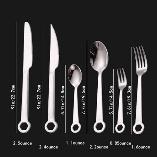 Cutlery Set Stainless Steel Wrench Handle Flatware Set for 4, Food-Grade Serving Cutlery Set Tableware Eating Utensils Knives Forks Spoons Set Gift by Satranc Tahmini - Image 7