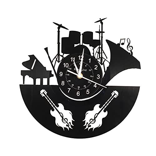 Image of KingLive Music Vinyl Record Wall Clock, Music Room Decoration, Music Theme Wall Clock. (Music C)
