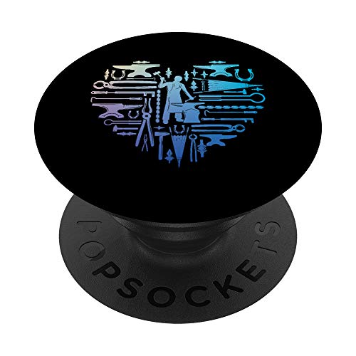 vintage Blacksmith Iron Forge heart love gifts for men PopSockets PopGrip Intercambiable