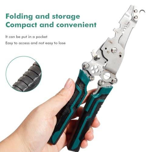 Image of 14-in-1 Multifunction Wire Stripper Cutter Pliers Automatic Crimping & Cutting Tool Electrical Wire Twisting, Dividing & Bending Pliers for Electricians, Technicians & DIY Wiring